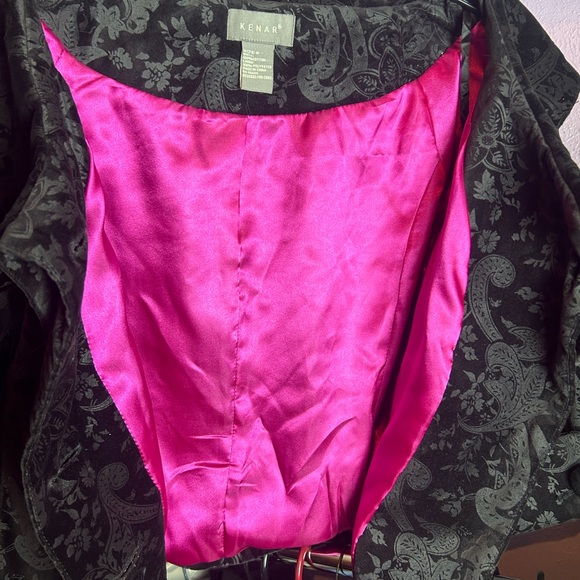Kenar Velvet Brocade Crop Jacket w/ Hot Pink Lining Size 8 - Picture 5 of 7
